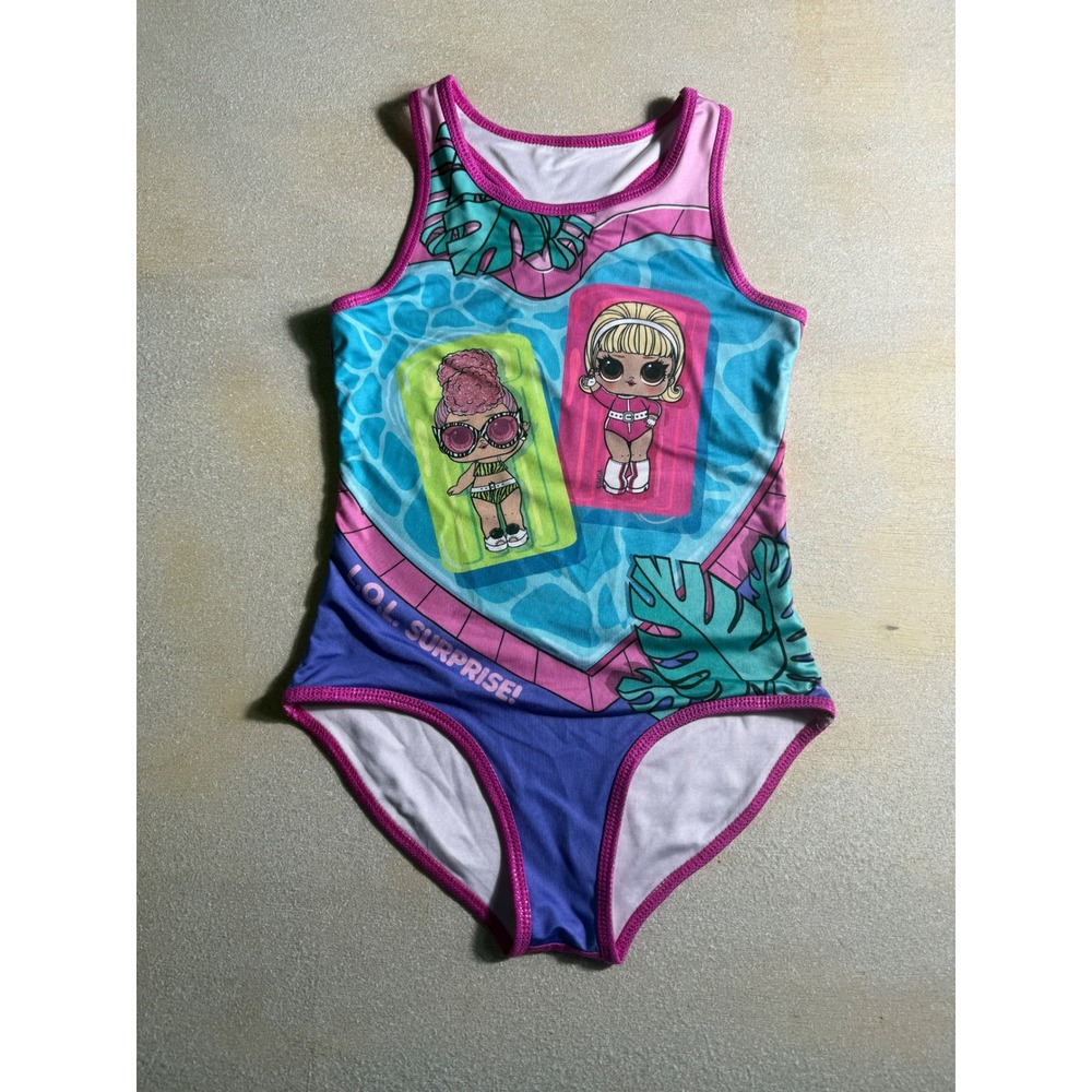 LOL Surprise Girls One Piece Swimsuit Size 6, Pool Party Racerback Swimwear-1082
